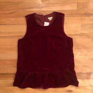 J. Crew  burgundy velvet top. Size 4